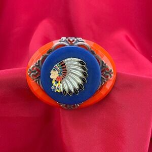 Vintage Native American Chief Lapel Hat Pin 1970's